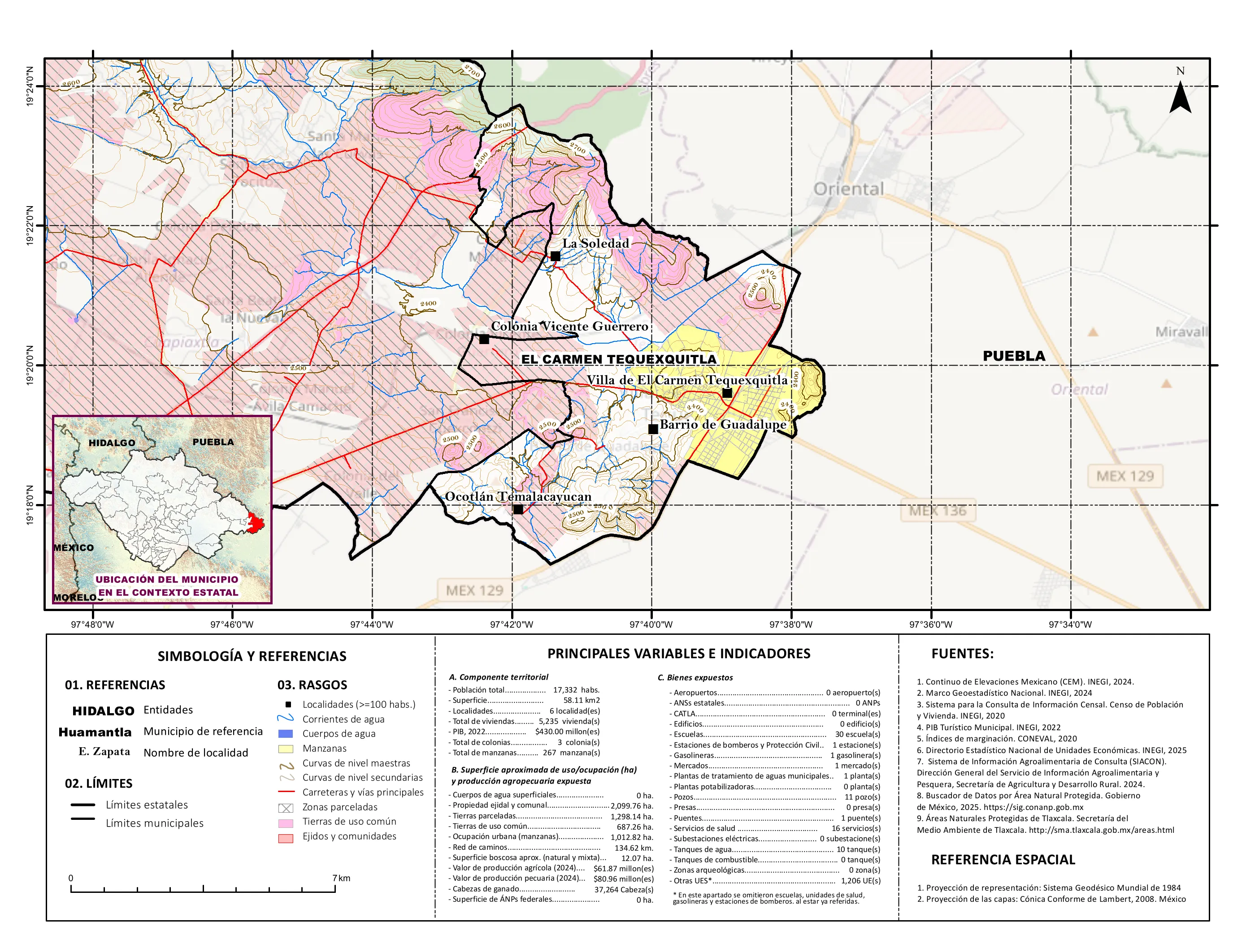 Mapa referencial de los principales bienes expuestos en el municipio