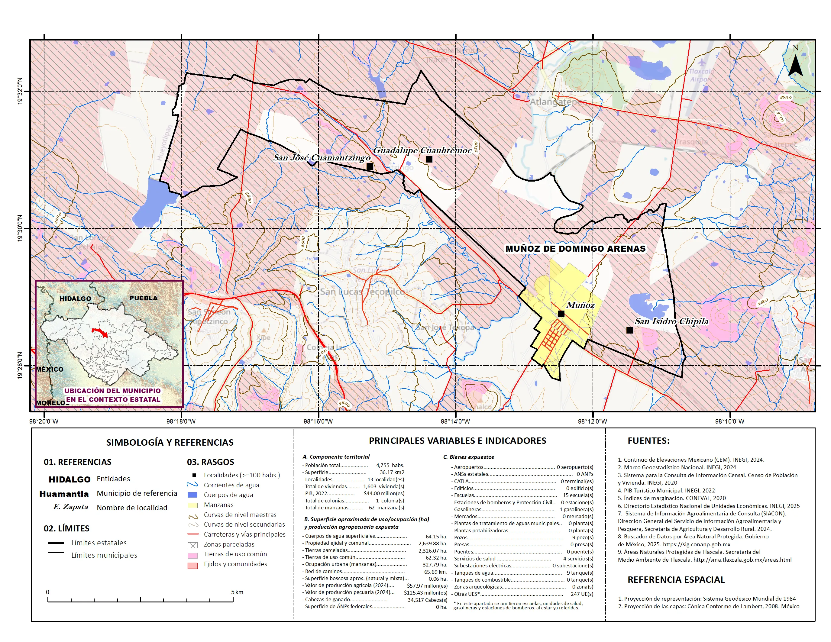 Mapa referencial de los principales bienes expuestos en el municipio