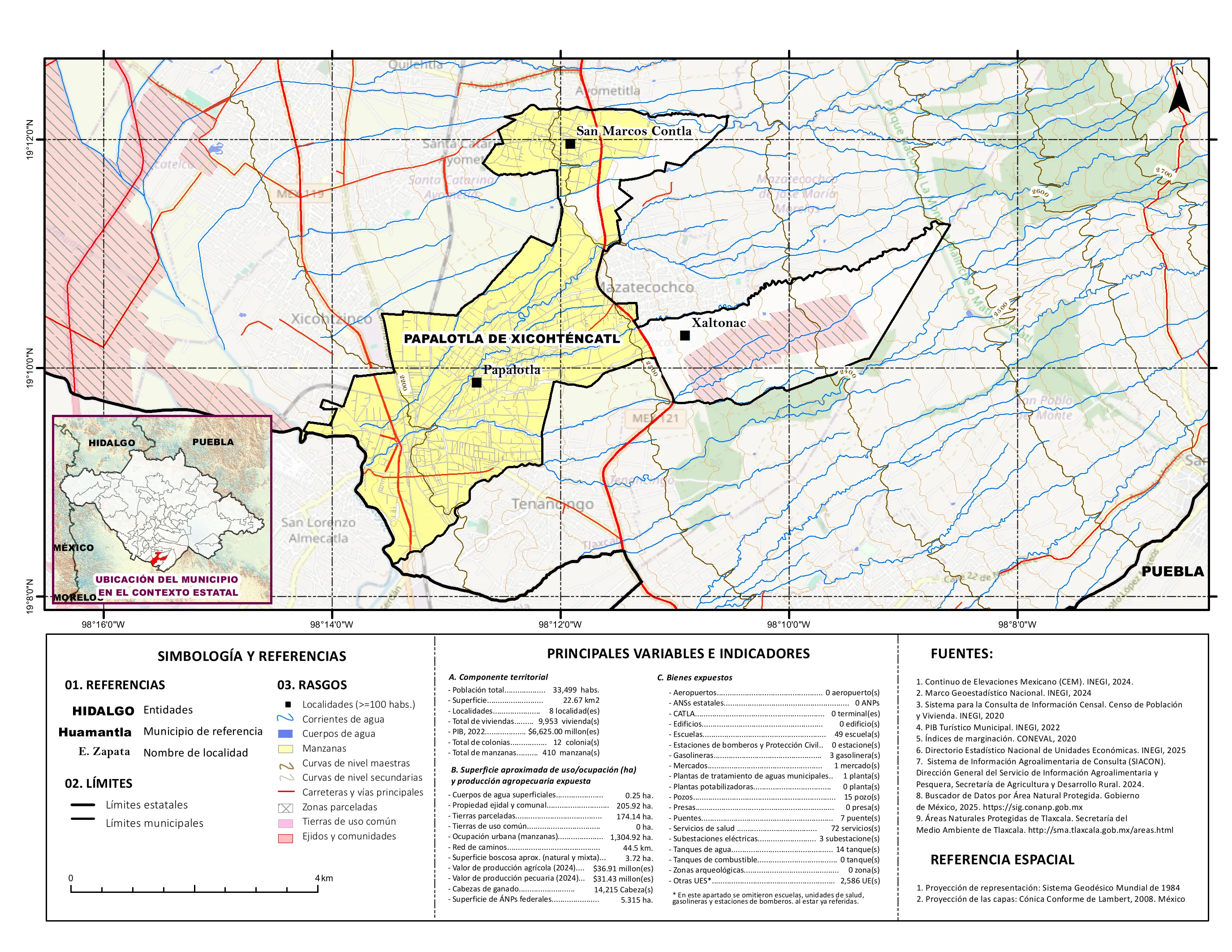 Mapa referencial de los principales bienes expuestos en el municipio