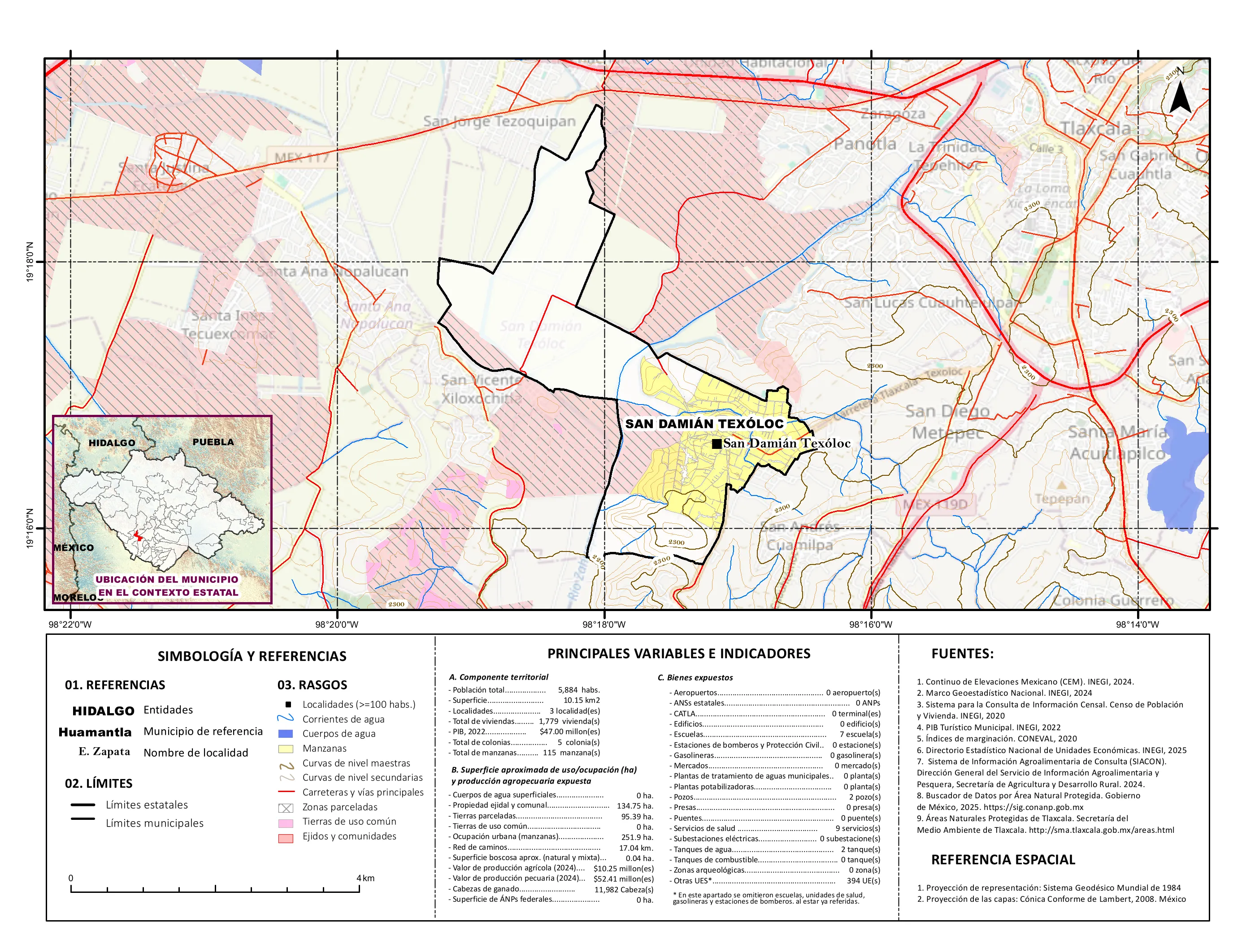 Mapa referencial de los principales bienes expuestos en el municipio
